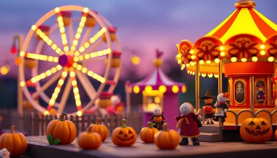 Illustration of a carnival scene (Harvest Block Party)