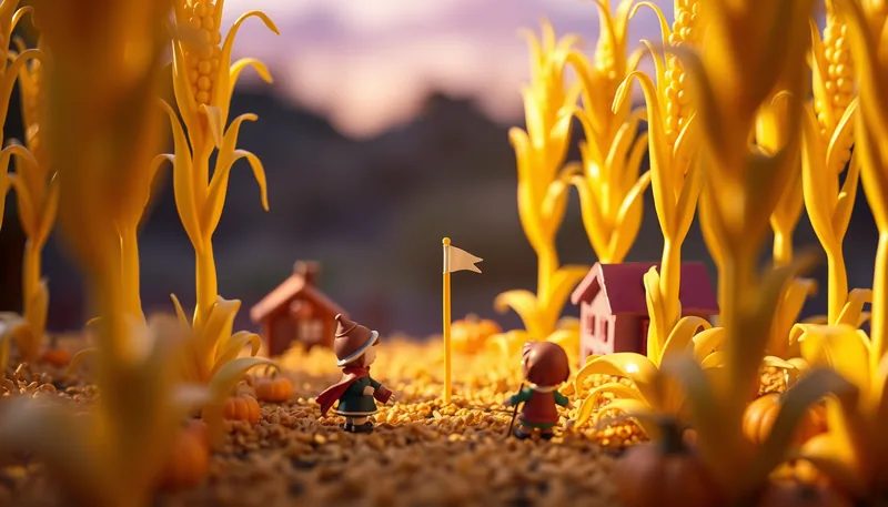 Illustration of a corn maze scene (Rockin' K Farms Fall Festival & Corn Maze)