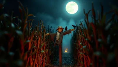 Illustration of a corn maze scary scene (Maple Lane Farms 28th Annual Corn Maze)