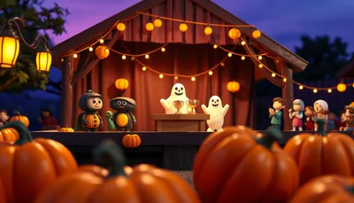 Illustration of a costume contest scene (Haunted Halloween Half Marathon & 5km)