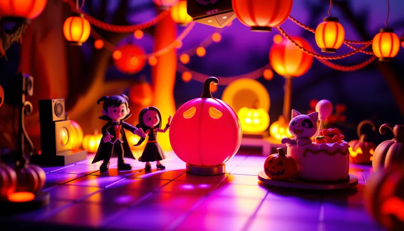 Illustration of a costume party scene (Houston Halloween Bar Crawl 10/31 - Midtown)