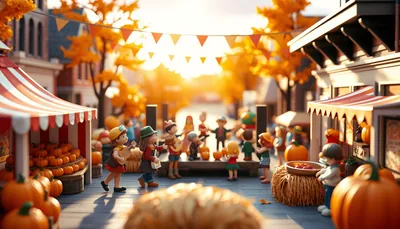 Illustration of a fall festival scene (Spooky Science Monster Mash at Frost Museum of Science)