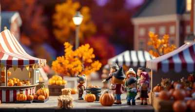 Illustration of a fall festival scene (LauderBOO Halloween Celebration)