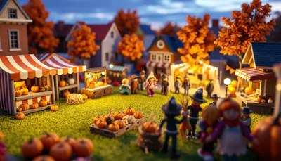 Illustration of a fall festival scene (Coral Gables Museum Doggie Halloween Costume Contest)