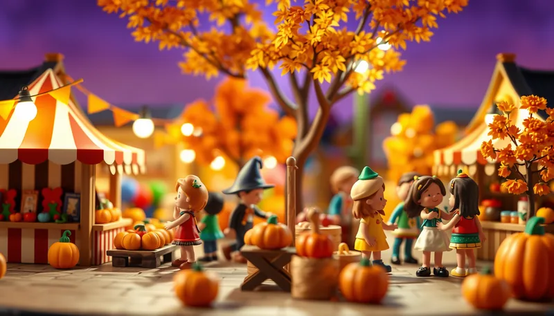 Illustration of a fall festival scene (The Nightmare Before Christmas - Movie in the Park)