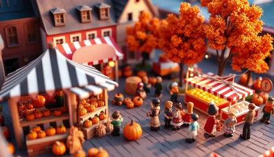 Illustration of a fall festival scene (Hometown Halloween)