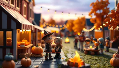Illustration of a fall festival scene (Fall Equinox Ceremony)