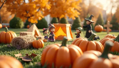 Illustration of a generic family scene (FALL HARVEST FESTIVAL)