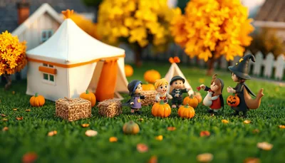 Illustration of a generic family scene (Pumpkin Decorating Workshop – Saturday, October 24)