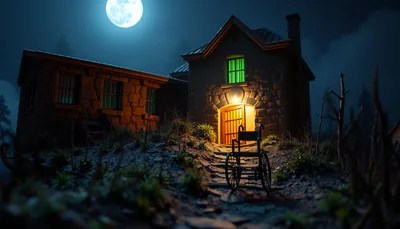 Illustration of a generic haunted scary scene (The Hell's Cowboys Ghost Tour)