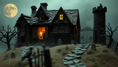 Illustration of a haunted house scary scene (Nightmare on 405 at War Memorial Youth Center)