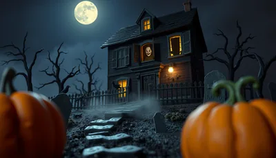 Illustration of a haunted house scary scene (Houston Terror Dome Haunted Houses)