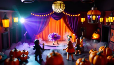 Illustration of a haunted nightclub scene (Welcome to My Booudoir: Halloween-Inspired Burlesque)