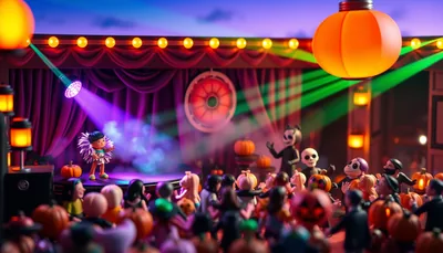 Illustration of a haunted nightclub scene (Halloween - Everafter at Faena Theater)
