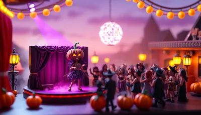 Illustration of a haunted nightclub scene (A Rocky and Horrific Drag Show)