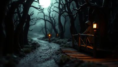 Illustration of a haunted trail scary scene (Houston Scream Fest)