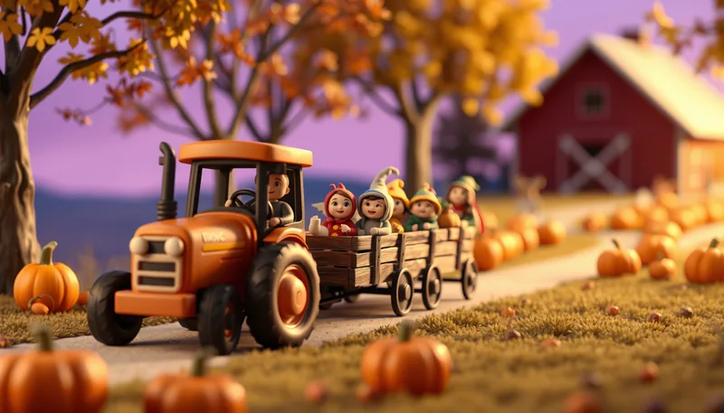 Fall River Halloween - spooky scene with haunted house, jack-o-lanterns, ghosts, witches, and trick-or-treaters