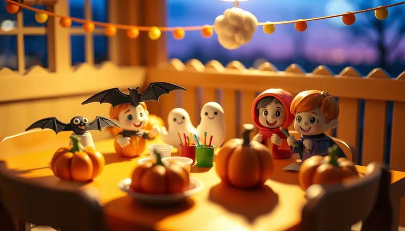 Illustration of a kids crafts scene (5th Annual Halloween Party & Costume Parade)