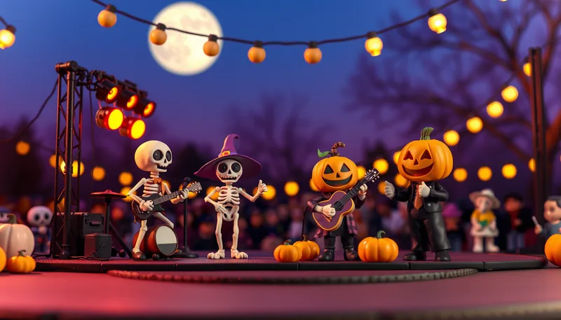 Illustration of a live music scene (City of Gods Halloween Festival 2025)