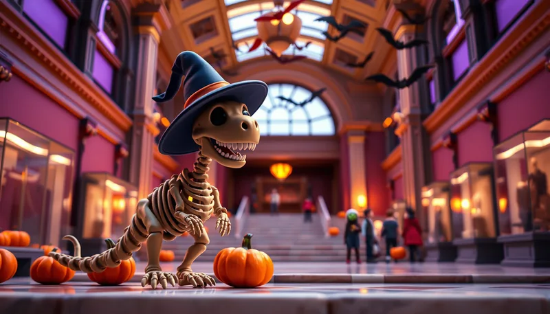 Illustration of a museum scene (Sensory Friendly Trick or Treating at Museum of Surrey)