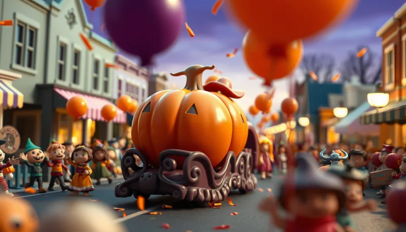 Illustration of a parade scene (Día de los Muertos Parade & Festival Waco)