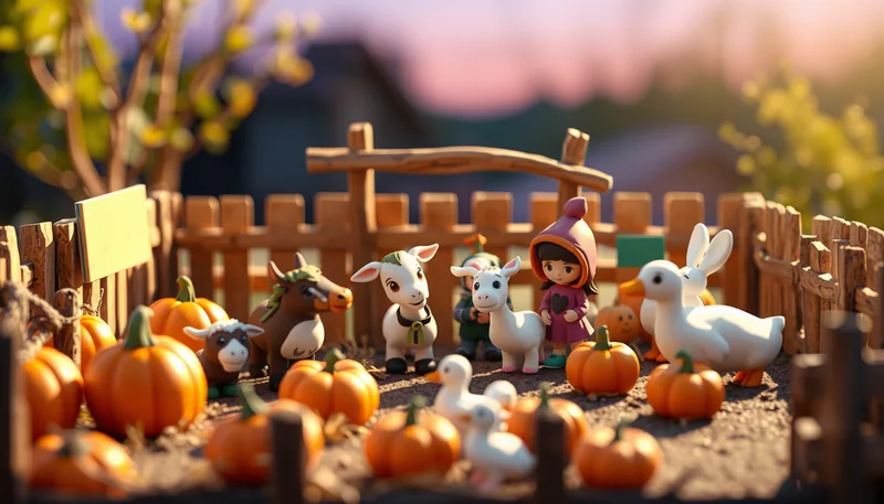 Illustration of a petting zoo scene (Boo at the Zoo)