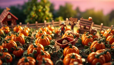 Illustration of a pumpkin patch scene (Camp Fimfo Halloween Weekends)