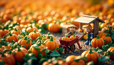 Illustration of a pumpkin patch scene (Coral Gables Pumpkin Patch)