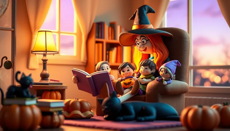 Illustration of a storytime scene (Voices of the Past - Lantern Tour)