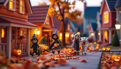 Illustration of a trick or treat scene (Trick or Treat on the Trail 2026)