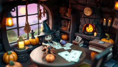Illustration of a witches tarot scene (Windy City Witch Fest - Day Two)